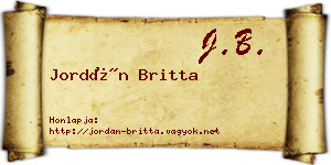 Jordán Britta névjegykártya